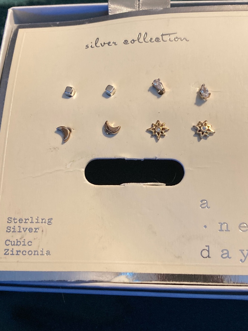 NWT 4 pair of Sterling Silver and CZ small earrings